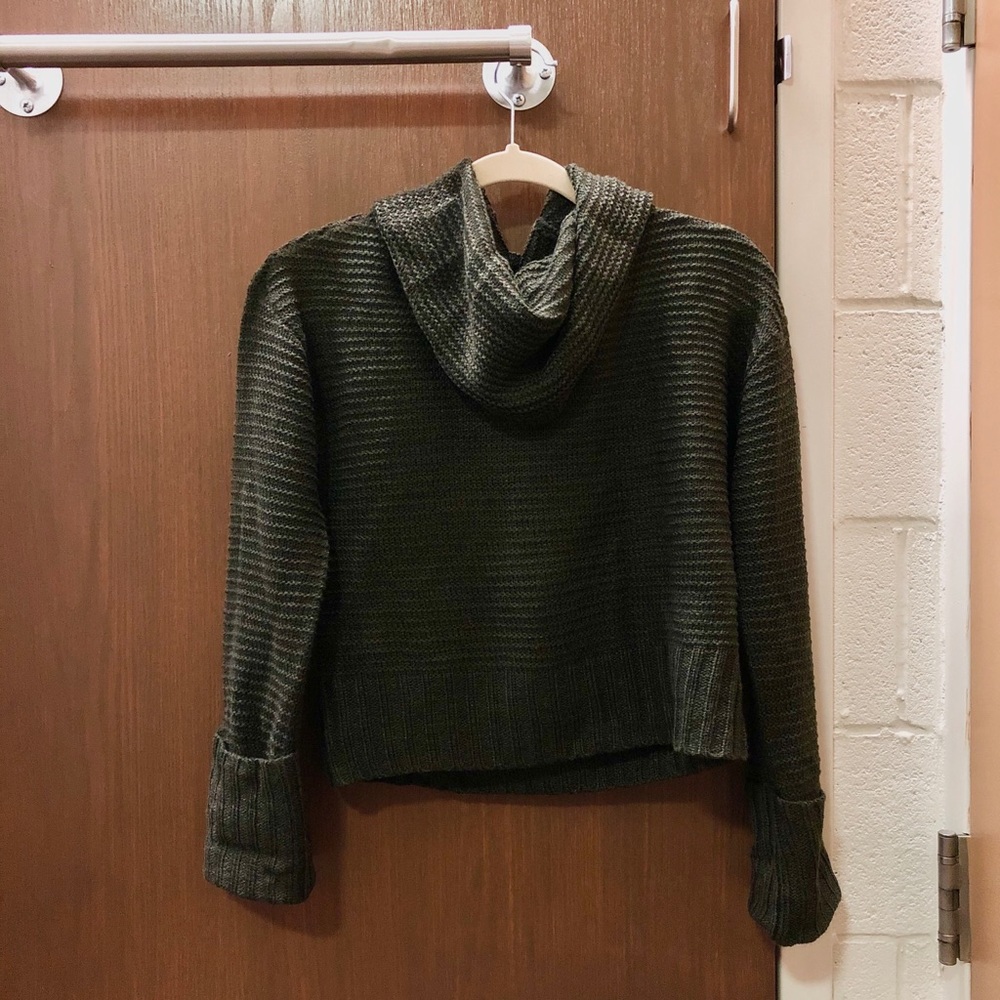Green cowl neck sweater